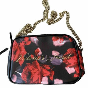 Victorias Secret Rose Cross Body Purse with Gold Chain Handle